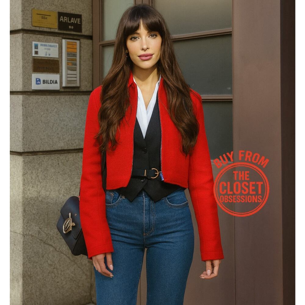 ZARA Red Wool-Blend Cropped Jacket NWT | Structured Collar Coat